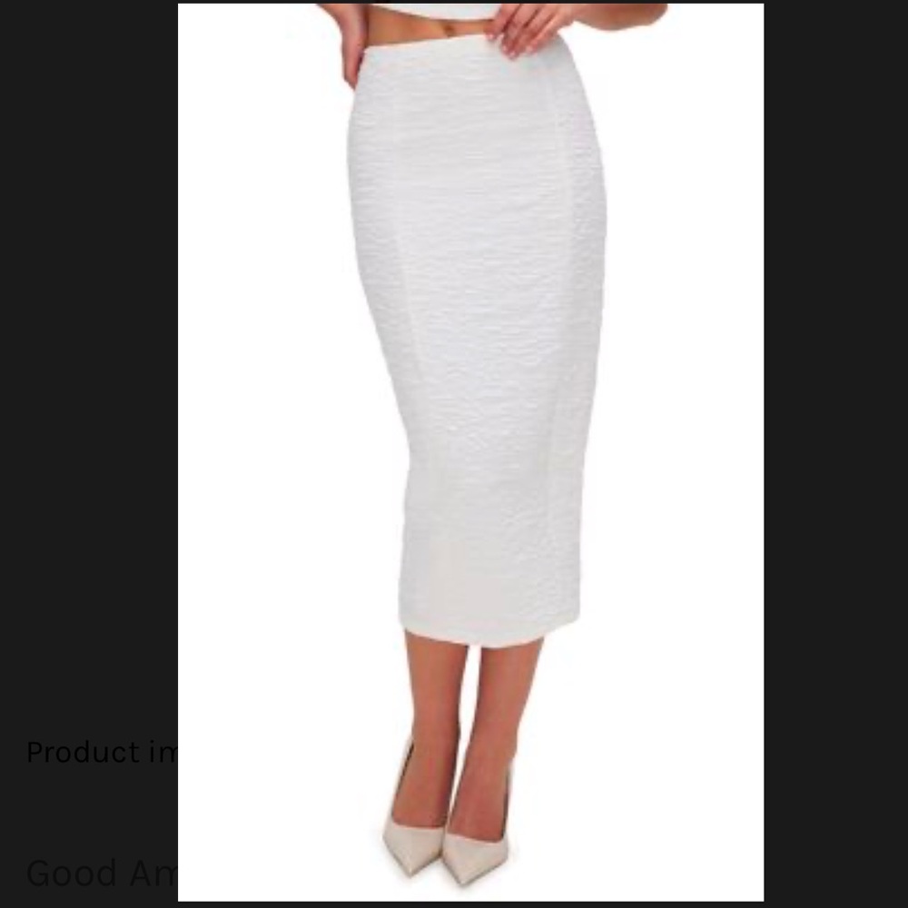 NWT Good American Textured Midi Skirt in Cloud White001